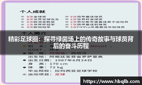 精彩足球圈：探寻绿茵场上的传奇故事与球员背后的奋斗历程